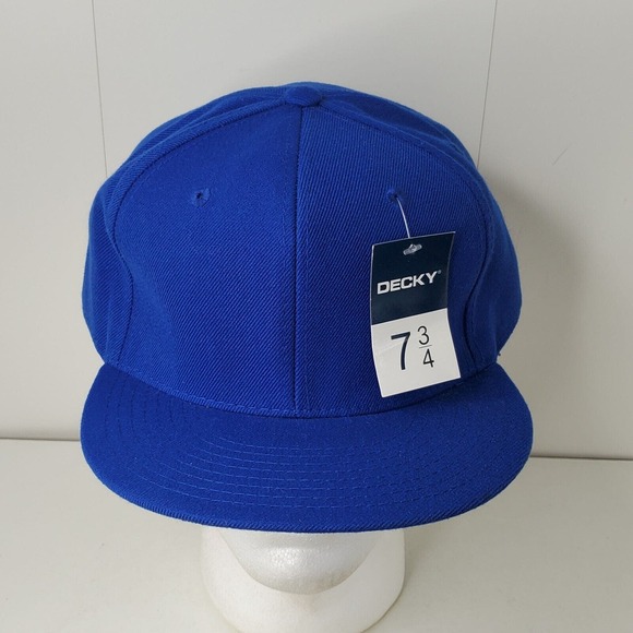 Decky Men's Cap Retro Fitted Hat Baseball Cap Headwear Solid Blue 7 3/4 Blank - Picture 1 of 10
